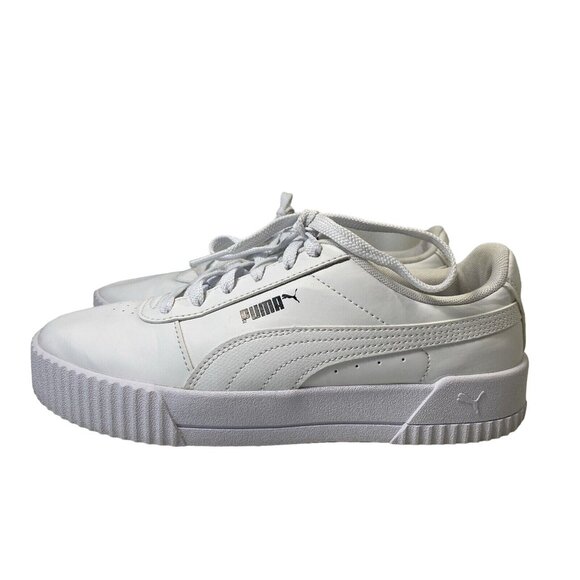 Puma Carina White Casual Sneakers Shoes Low Top Minimalist 374106-01 Womens 8.5 - Picture 2 of 9